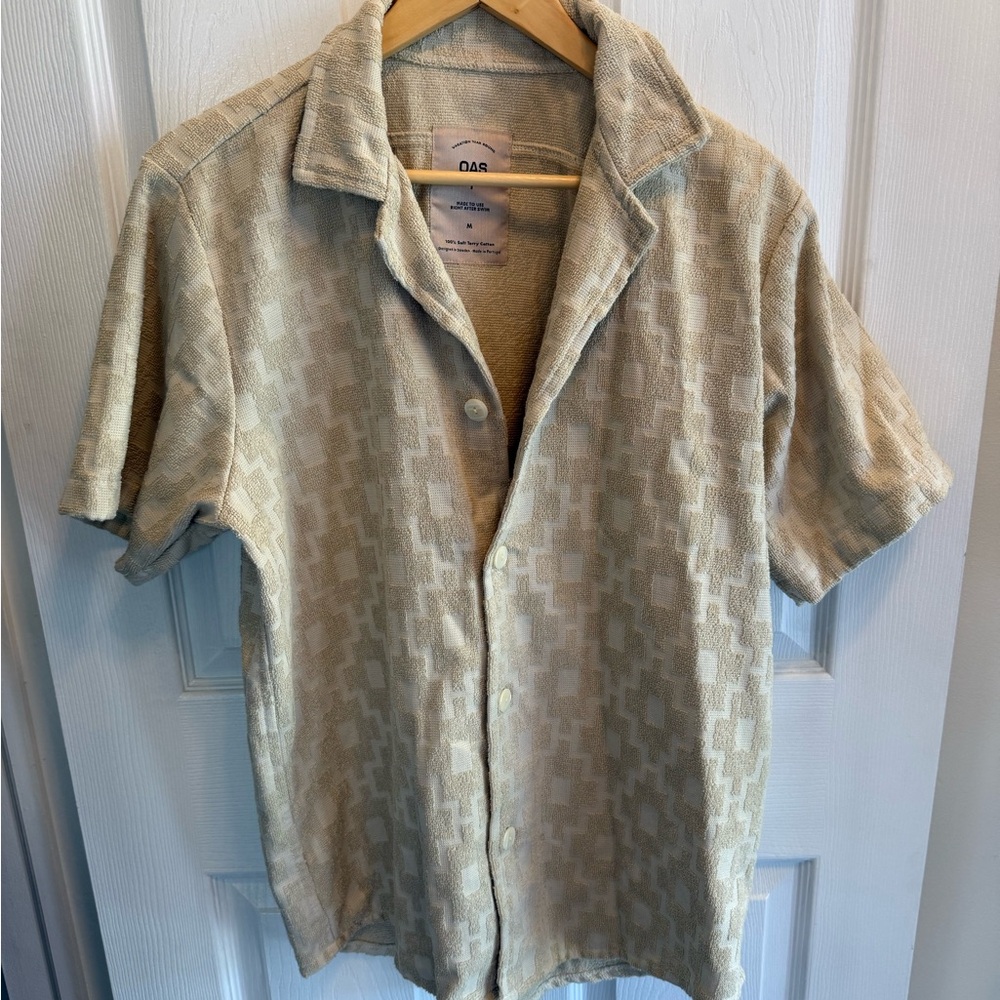 OAS Beige Geometric terry cloth Shirt